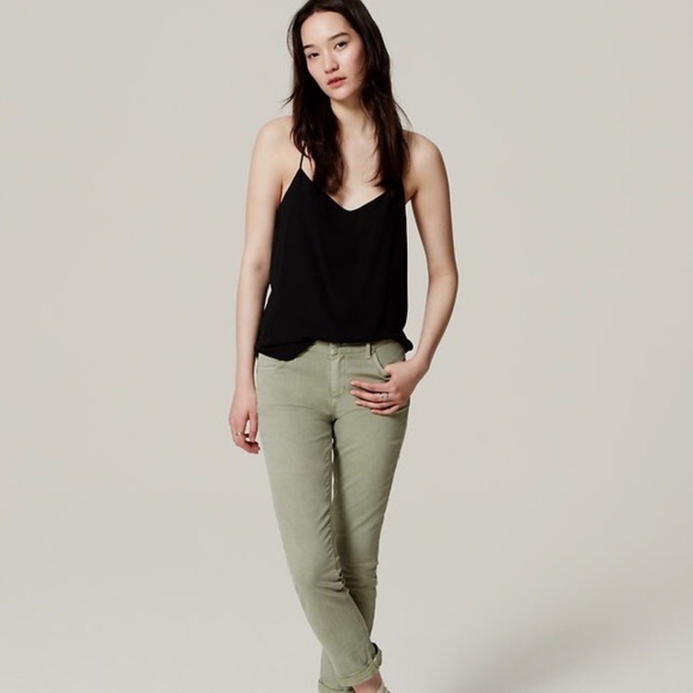 LOFT Silver Sage Skinny Crop Pants Size 8